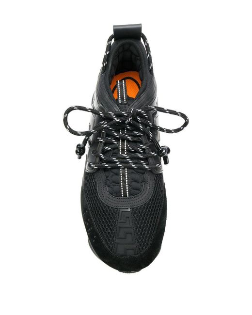 Versace Leer Chain Reaction Sneakers in het Zwart voor heren - Lyst