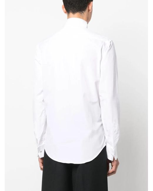 Emporio Armani White Wingtip-Collar Long Sleeve Shirt for men