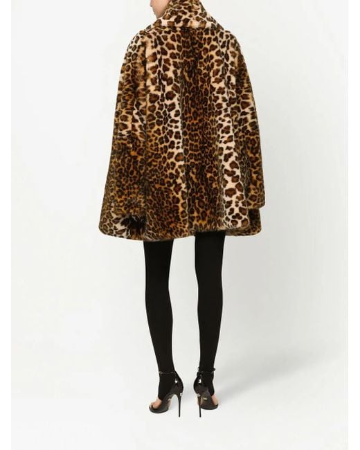 Dolce & Gabbana Brown Kim Dolce&gabbana Faux Fur Leopard Print Coat