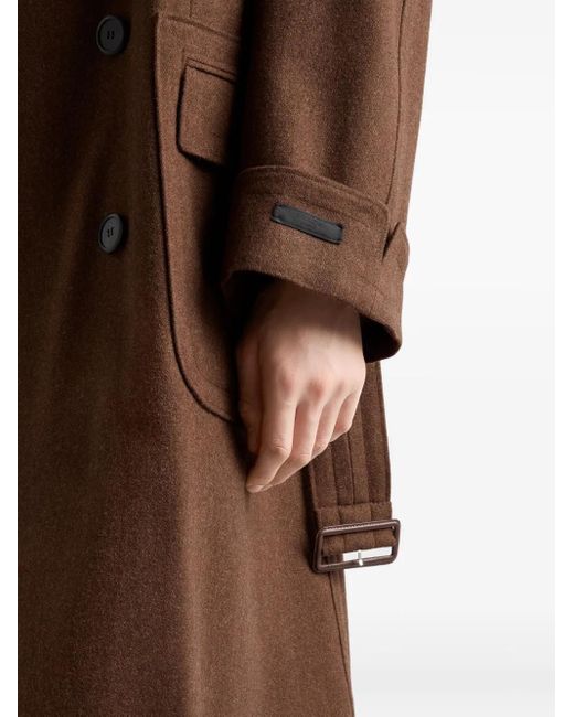Abrigo con cinturón Prada de hombre de color Brown