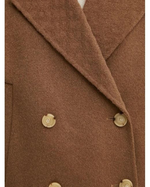 Boss Brown Double-Breasted Wool-Blend Jacket