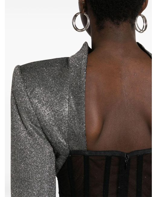 Jean Louis Sabaji Black Glittered Corset Gown