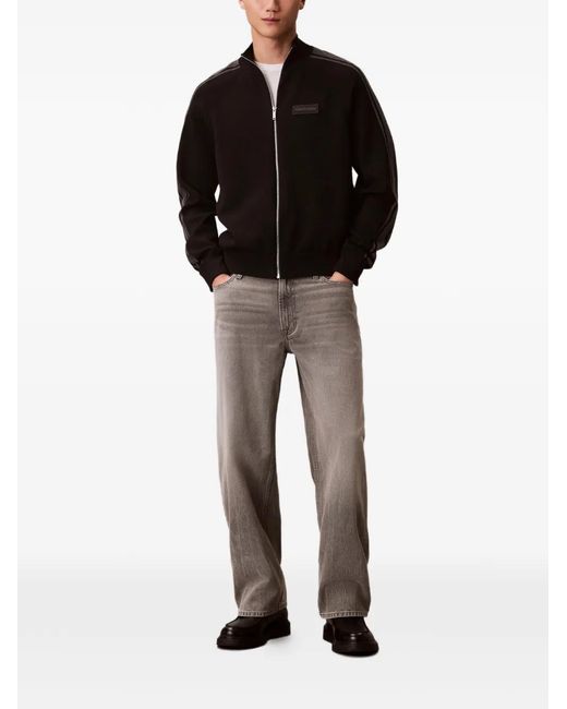 Calvin Klein Blue Logo-Patch Side-Stripe Jacket for men