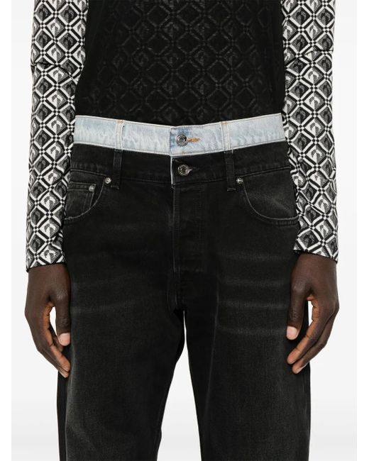 VTMNTS Black Layered-Effect Cotton Jeans for men