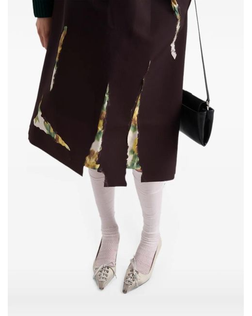Prada Purple Bonded Gabardine Skirt With Devoré Effect