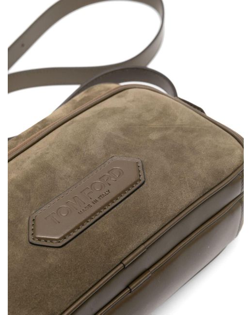 Tom Ford Brown Logo-appliqué Suede Shoulder Bag - Men's - Calf Suede for men