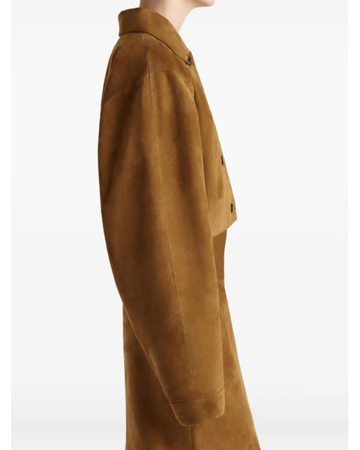 Khaite Brown Sue Suede Cropped Jacket