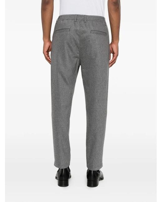 Eleventy Gray Pleated Elasticated-Waist Trousers for men