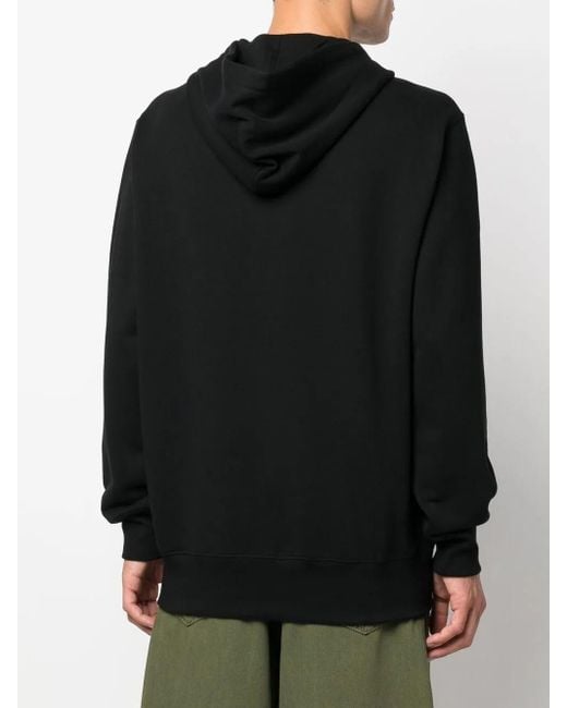 Moschino Black Embroidered-Slogan Long-Sleeve Hoodie for men