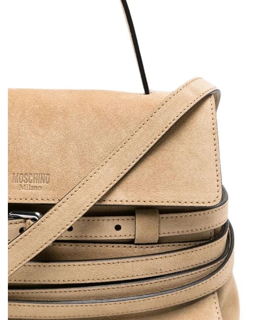 Moschino Natural Buckle-Detail Suede Tote Bag