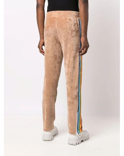 Palm Angels Natural Side Stripe Embroidered-Logo Track Pants for men