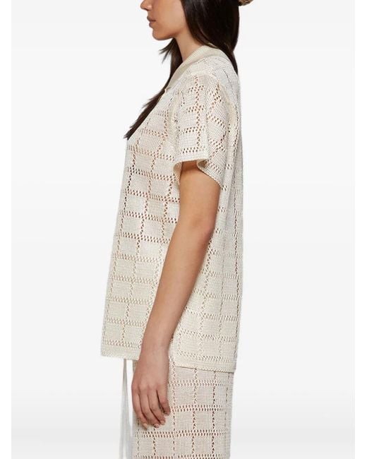 Calle Del Mar White Grid-Pattern Short-Sleeve Shirt