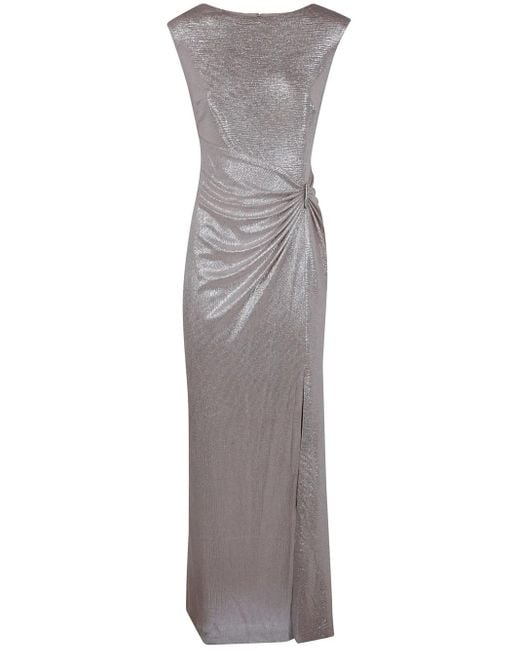 Ralph Lauren Gray Metallic-Finish Gown