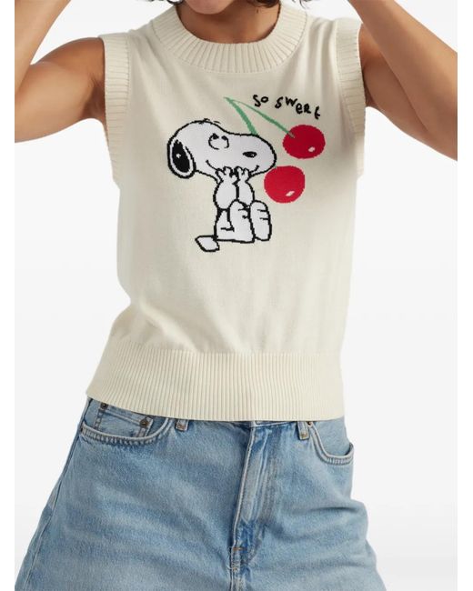 Chinti & Parker White Snoopy Sleeveless Cotton Tank Top