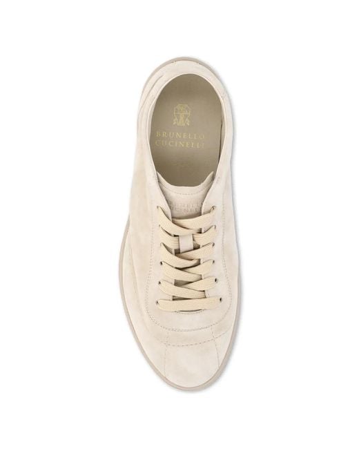 Brunello Cucinelli White Suede Sneakers for men