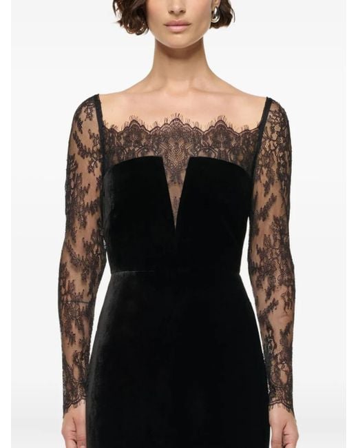 Roland Mouret Lace-insert Velvet Gown Black