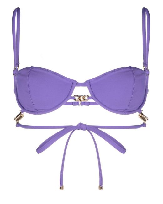 Stella McCartney Purple Chain-link Detail Bikini Top