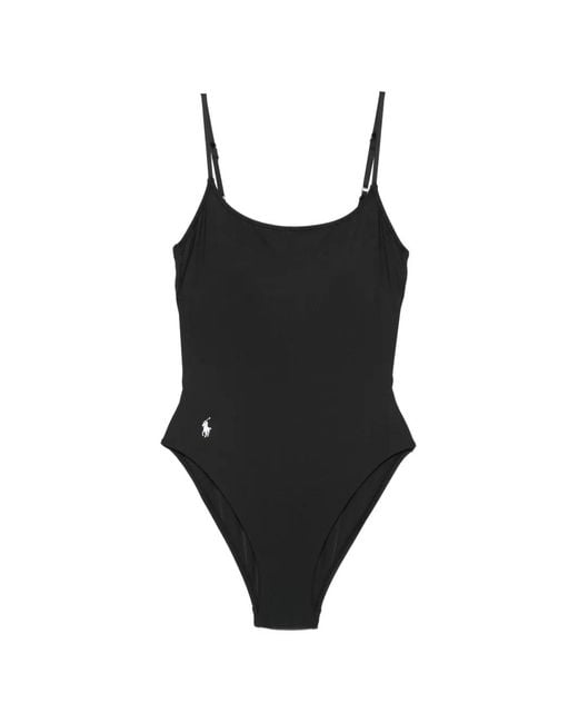 Polo Ralph Lauren Black Logo-Embroidered Swimsuit