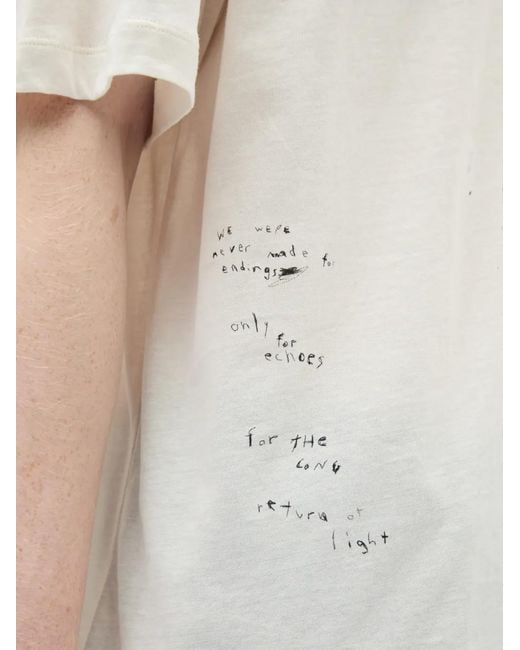 Ann Demeulemeester White T-Shirt En Coton Dieter À Slogan Imprimé for men