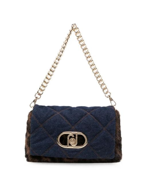 Liu Jo Blue Faux-Fur Shoulder Bag