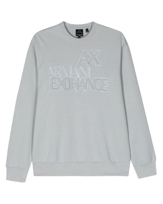 Armani Exchange Gray Logo-appliqué Crew-neck Sweatshirt for men