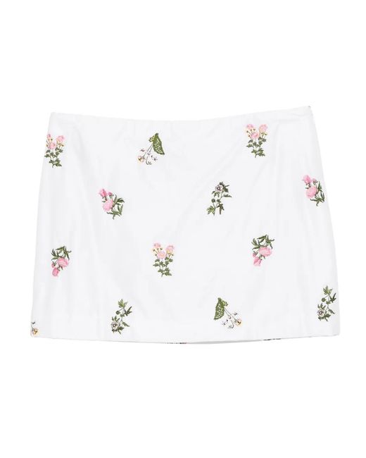 Cynthia Rowley White Floral-Embroidered Cotton Mini Skirt