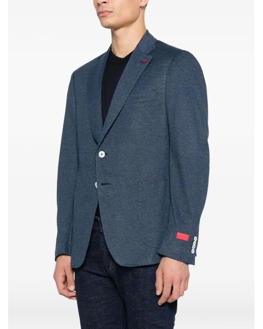 Isaia Blue Button Blazer for men