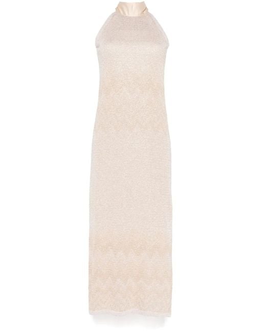 D.exterior White Lurex Midi Dress