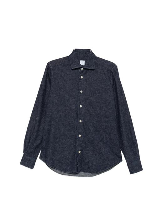 Eleventy Blue Long-Sleeve Denim Shirt for men