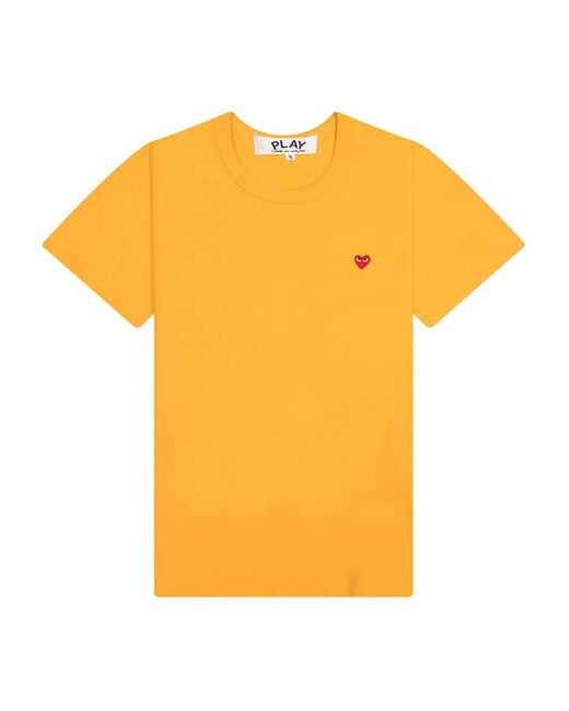 COMME DES GARÇONS PLAY Yellow Heart-Embroidered T-Shirt
