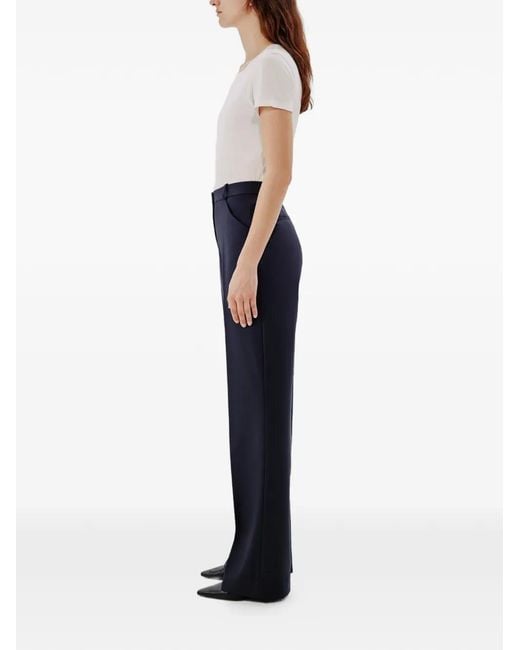 Another Tomorrow Blue Flared Wool Trousers