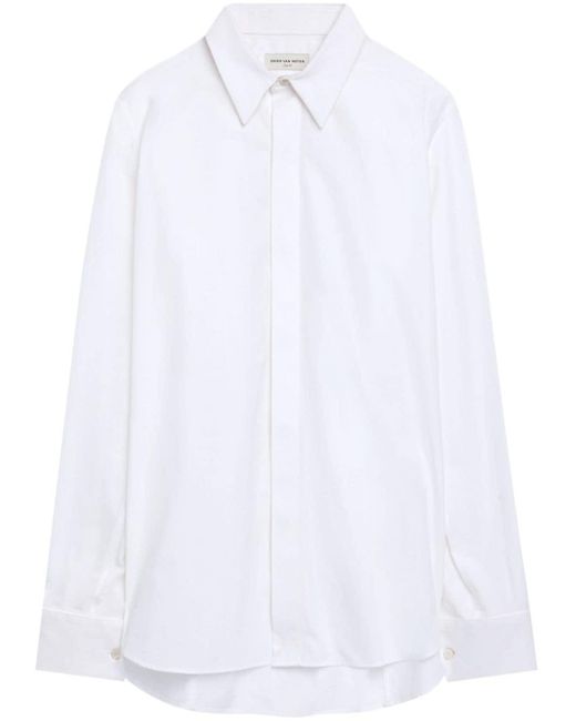 Dries Van Noten White Classic-collar Cotton Shirt for men