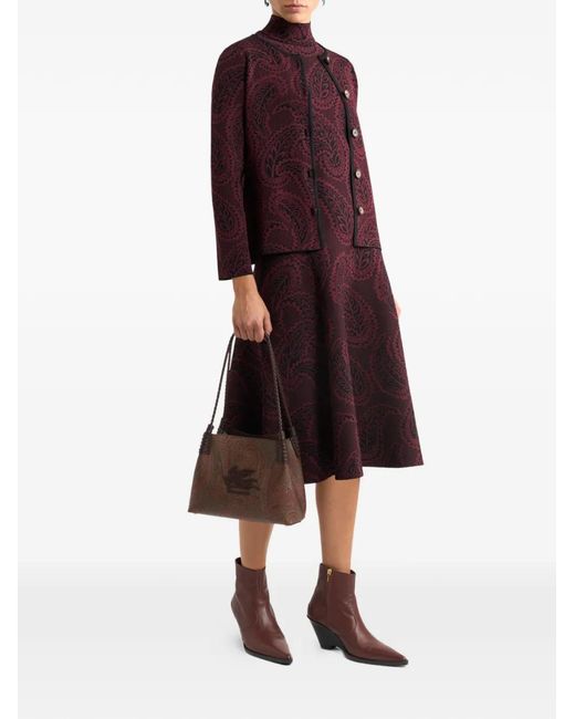 Etro Purple Jacquard Buttoned Cardigan