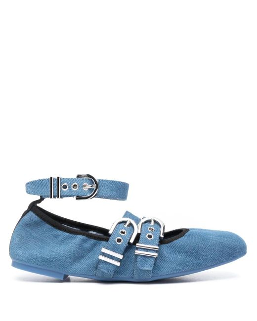 Stuart Weitzman Blue Maverick Leather Ballerina Shoes