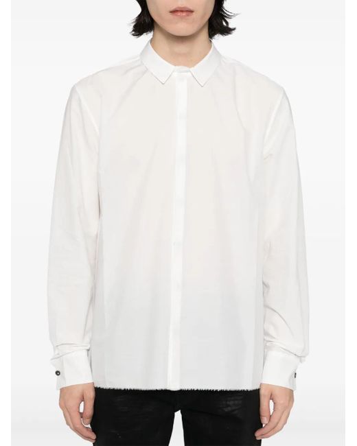 Label Under Construction White Concealed-Button Shirt for men
