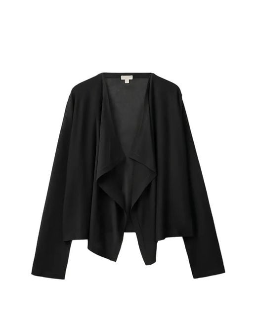 Benetton Black Draped Open-Front Cardigan