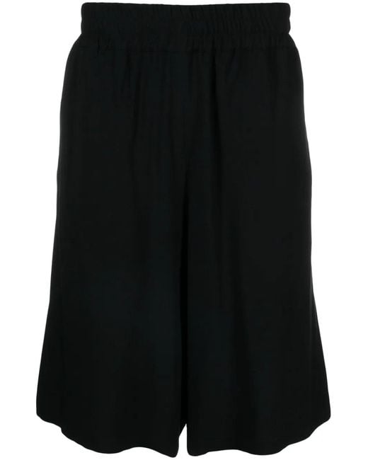 Moschino Black Logo-Patch Crepe Shorts for men