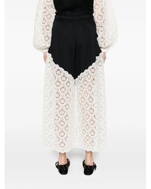 Sea Black Ellison Lace-Trim Trousers