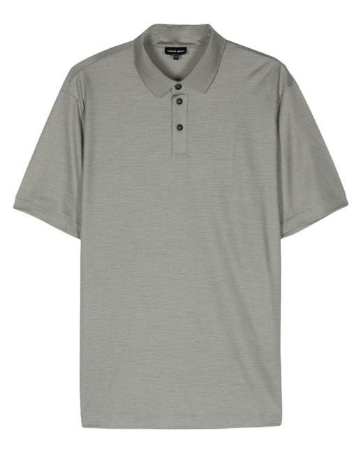 Giorgio Armani Gray Short-sleeve Wool Polo Shirt for men