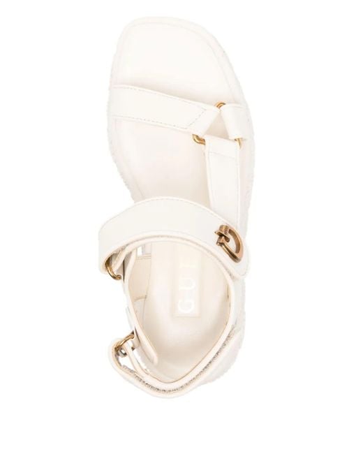 Guess White Crystal-Embellished Sandals