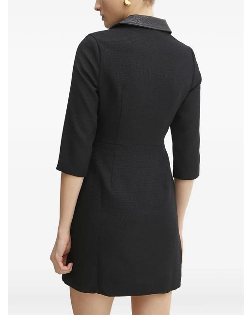Morgan Black Half-Button Mini Dress