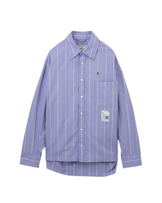 Maison Mihara Yasuhiro Purple Leon Embroidery Stripe Shirt