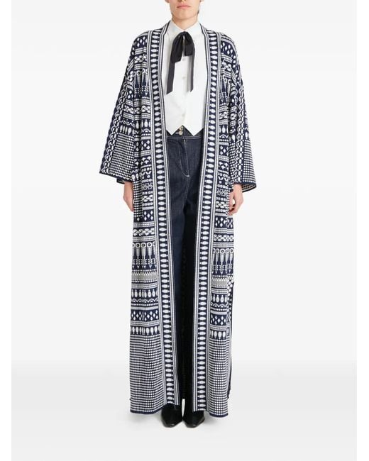 Temperley London Blue Patterned Knit Coat