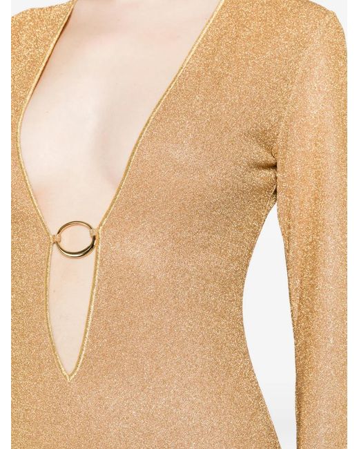 Oseree Natural Ring-Detail Maxi Dress