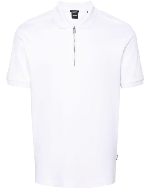 Boss Poloshirt mit Reißverschluss in White für Herren