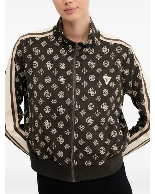 Guess Black All-Over Logo Full-Zip Sweatshirt