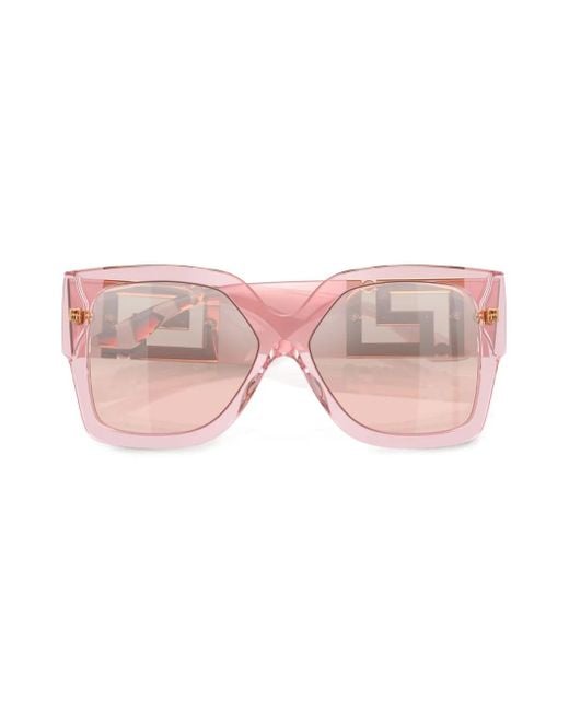 Versace Pink Greca-Plaque Oversized-Frame Sunglasses