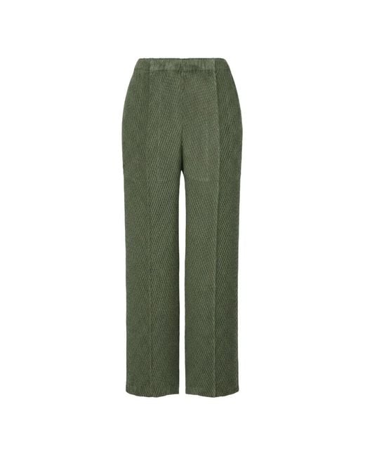 Issey Miyake Green Pleated Straight-Leg Trousers
