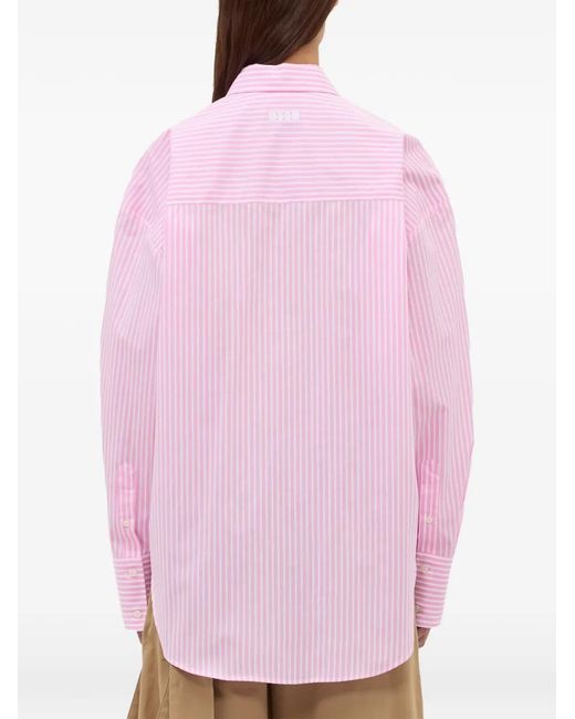 MSGM Pink Striped Logo Shirt