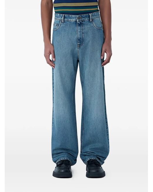 Miu Miu Blue Five-Pocket Wide-Leg Jeans for men
